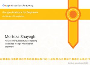 Google Analytics Certification - Morteza Shayegh