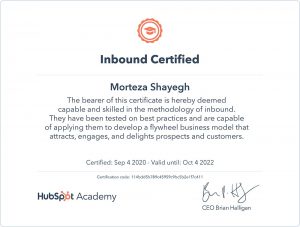 Inbound Marketing Certification - Morteza Shayegh