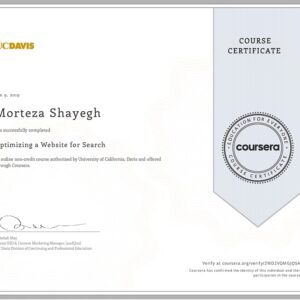SEO Certification by Coursera - Morteza Shayegh